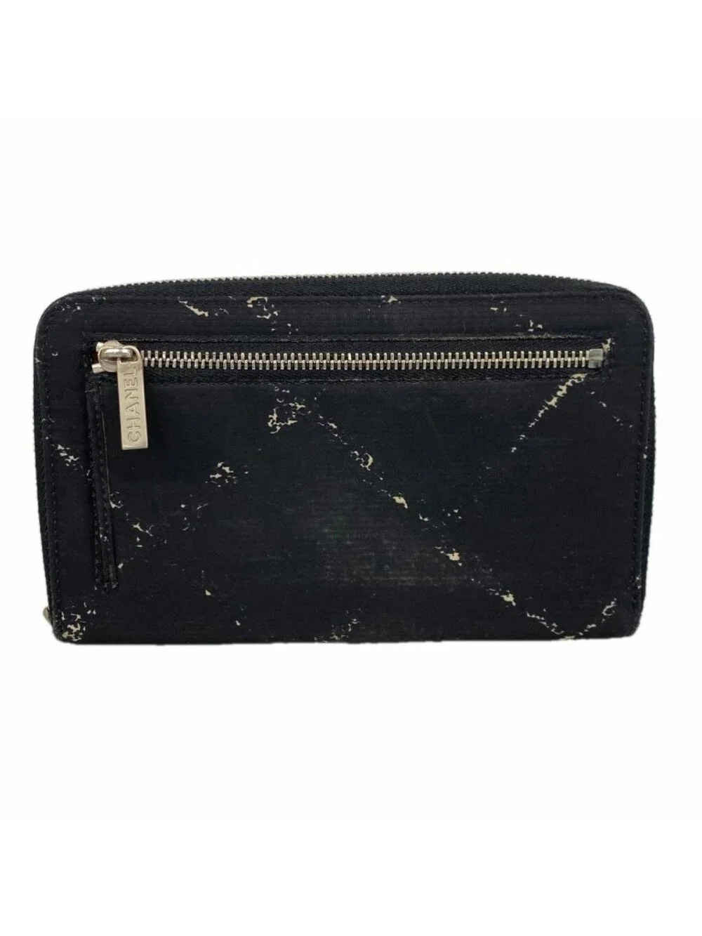 Chanel Wallet Vintage Travel Nylon Black Silver